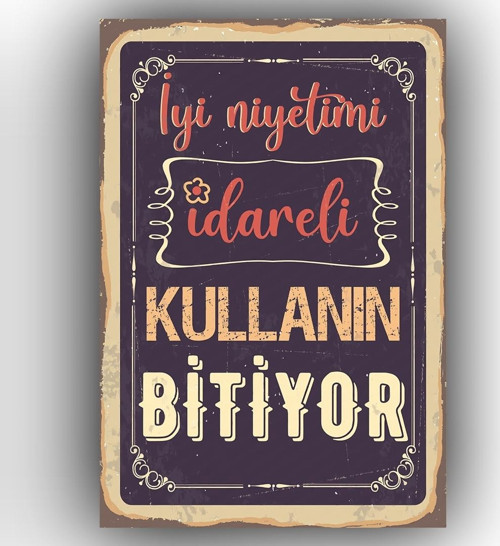 İyi Niyetimi İdareli Kullanın Yazılı Ahşap Tablo 20x30