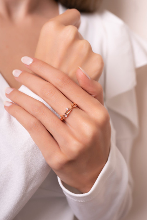 Dal Model Sarmaşık Ayarlanabilir 14 K Rose Gold Kaplama Kadın Yüzük