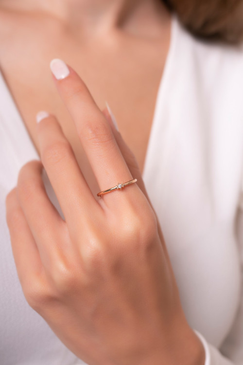 Yıldız Model Ayarlanabilir 14 K Rose Gold Kaplama Kadın Eklem Yüzük