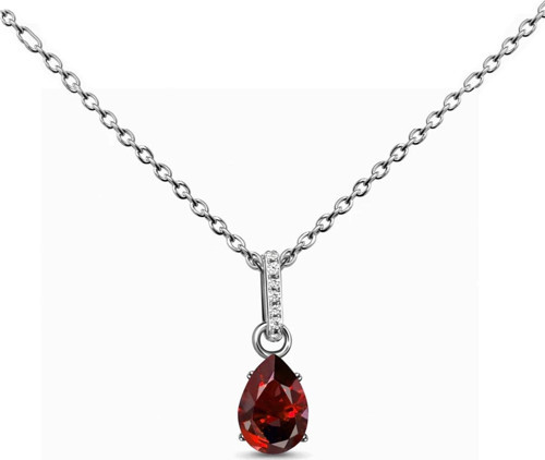 Garnet Mistik Topaz Taşlı 925 Ayar Gümüş Zincirli Kadın Kolye
