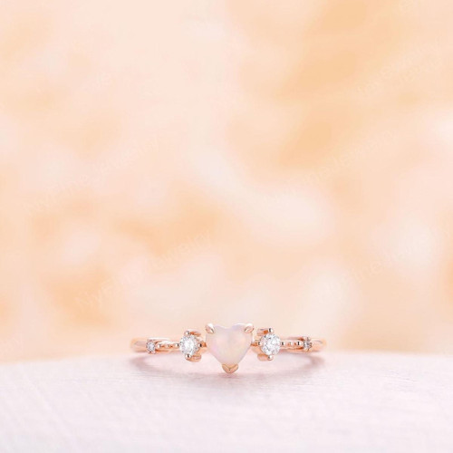 Lotus Gümüş Kadın Kalp Zirkon Taşlı 14k Rose Gold Kaplama Ayarlanabilir Ölçü Yüzük