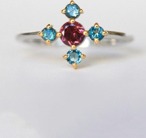 Topaz Model 14k Rose Gold Kaplama Kadın Yüzük