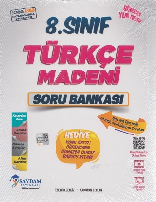 Saydam Yayınları 8. Sınıf Türkçe Madeni Soru Bankası