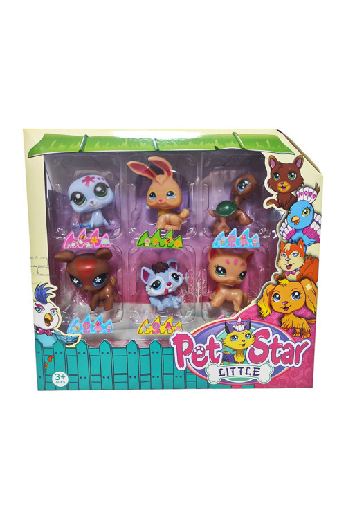 6'Lı Neşeli Miniş Petstar Littlest Pet Shop Benzeri Minişler Tavşan Kaplumbağa Köpek Kedi Fok Kurt