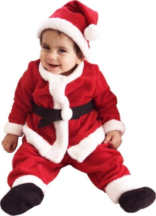 Erkek Bebek Kırmızı Noel Baba Kostümü 3-6 Ay Kırmızı
