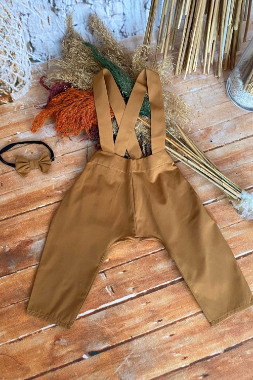 Erkek Çocuk Papyonlu Harem Pantolon Takım 2 Yaş Taba