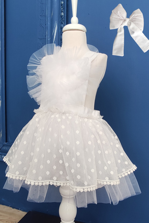 Kız Bebek Tütü Elbise Ve Bandana, Çıtçıtlı Bebek Doğum Günü Elbisesi, Kız Bebek Tulum 12-18 Ay Beyaz