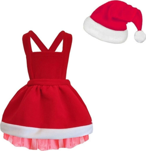 Kız Çocuk Kırmızı Noel Elbise Noel Şapka Takım 6 Yaş Kırmızı