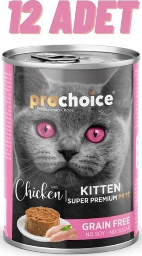 Kitten Cat Tavuklu Pate Yavru Kedi Konservesi 12x400 gr