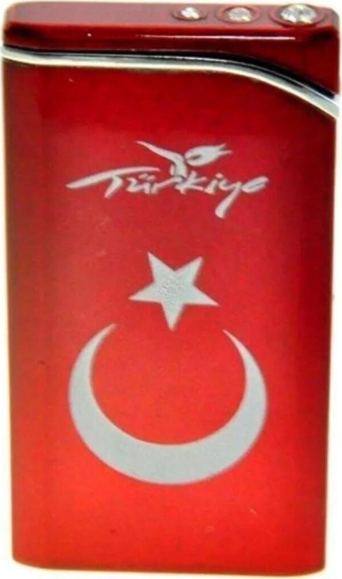 Hdmarketim Rezistanslı Rüzgarda Sönmez Metal Türk Bayraklı Çakmak Ultra Ince 5833