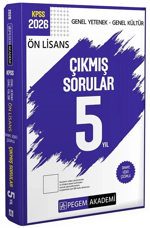 2026 KPSS Ön Lisans Çıkmış Sorular Son 5 Yıl Çözümlü Pegem Akademi Yayınları
