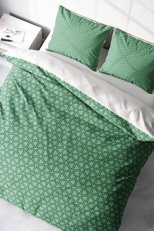 Çift Kişilik Green Pattern 3d Pamuk Saten Nevresim Takımı