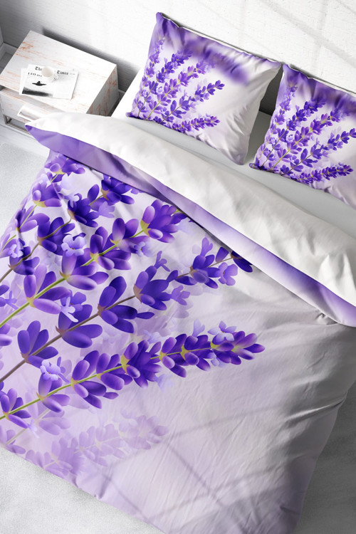 Lavander 3d Pamuk Saten Çift Kişilik Nevresim Takımı