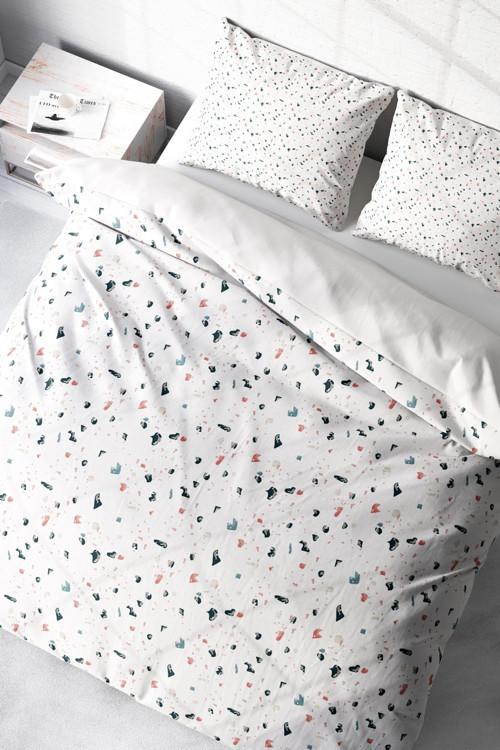 Terrazzo 3d Pamuk Saten Çift Kişilik Nevresim Takımı