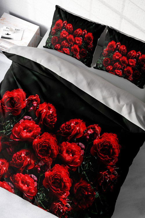 Red Black Roses 3d Çift Kişilik Nevresim Takımı