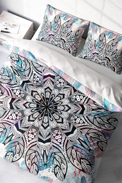 Ethnic Mandala2 3d Pamuk Saten Çift Kişilik Nevresim Takımı