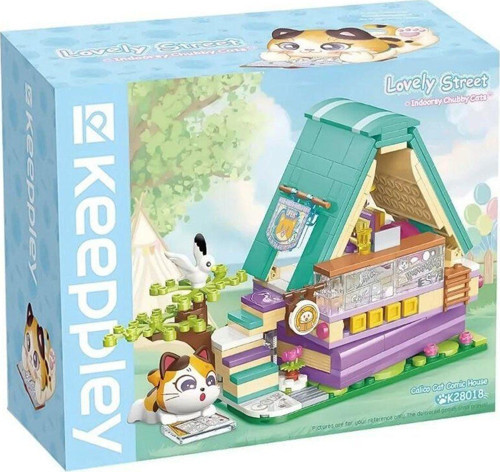 KP28018 Keeppley Lovely Street Calico Cat Comic House Blok Seti -Vagonlife Kız Erkek Çocuk Oyuncak E