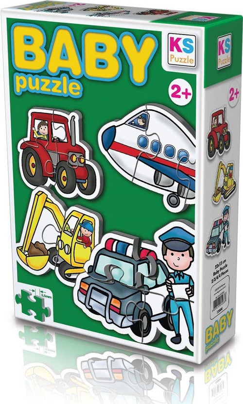 KS Baby Puzzle 4 in1 Meslekler ve Taşıtlar / Jobs and Vehicles Kız Erkek Çocuk Oyuncak Eğitici Oyunc
