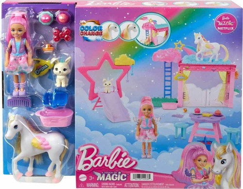 HNT67 Barbie A Touch Of Magic Chelsea ve Pegasus Oyun Seti Kız Erkek Çocuk Oyuncak Eğitici Oyuncakla