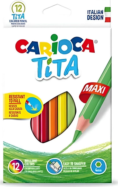 Carioca Tita Altıgen Jumbo Kuru Boya Kalemi 12’li 42789 Kız Erkek Çocuk Oyuncak Eğitici Oyuncaklar