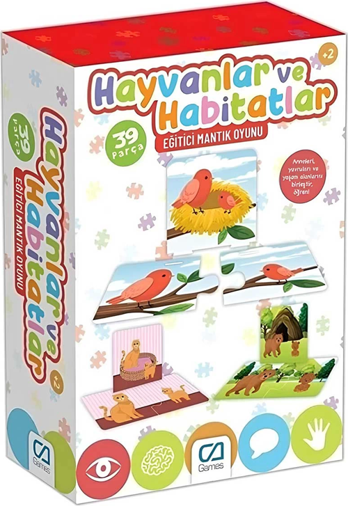 Ca Hayvanlar ve Habitatlar Eğitici Mantık Oyunu 39 Parça 5149 Kız Erkek Çocuk Oyuncak Eğitici Oyunca