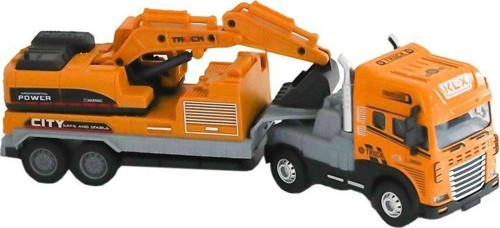 KLX800-248 Sürtmeli Işıklı Müzikli 1:24 Kazıcı Taşıyan Tır Kız Erkek Çocuk Oyuncak Eğitici Oyuncakla