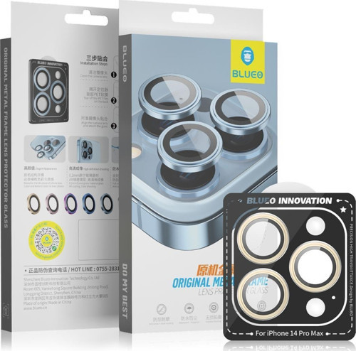 iPhone 14 Pro/14 Pro Max Uyumlu Altın Metal Çerçeve Kamera Lens Koruyucu
