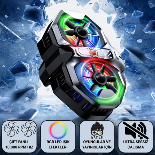 Çift Fanlı 10.000 RPM Soğutucu | RGB LED Işık Efektli | Ultra Sessiz Çalışma | Oyuncular & Yayıncılar İçin