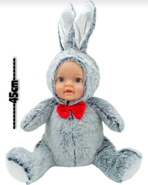 Berattoys 45 Cm Peluş Bebek Gerçek Yüzlü Tavşan Bebek Peluş Tavşan Peluş Oyuncak Uyku Arkadaşı