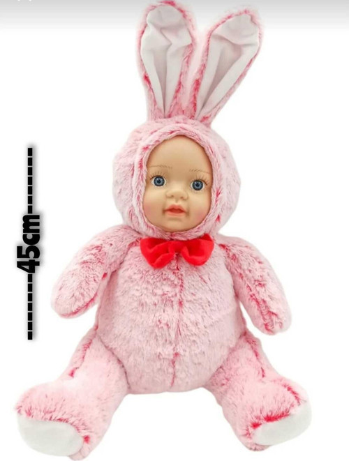 Berattoys 45 Cm Peluş Bebek Gerçek Yüzlü Tavşan Bebek Peluş Tavşan Peluş Oyuncak Uyku Arkadaşı