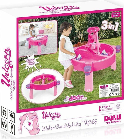 2570 Unicorn Su ve Kum Aktivite Masası -Dolu Kız Erkek Çocuk Oyuncak Eğitici Oyuncaklar