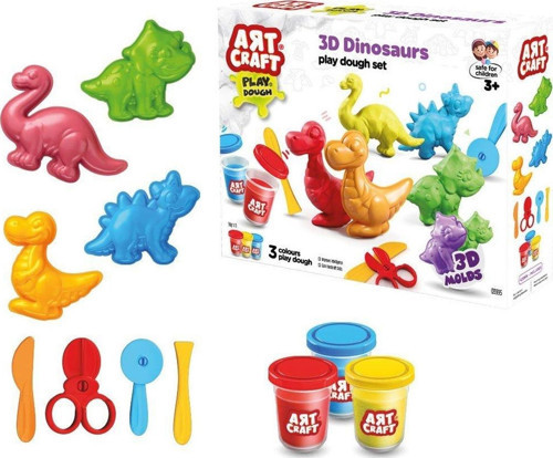 03995 Art Craft 3D Dinozorlar Hamur Set 168 Gr -Fentoys Kız Erkek Çocuk Oyuncak Eğitici Oyuncaklar