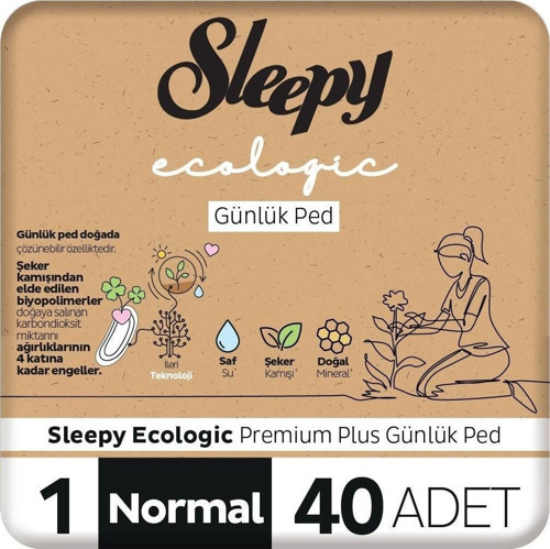 Ecologic Premium Plus Günlük Ped Normal 40 Adet Ped