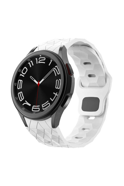 Galaxy Watch 6 40Mm Zore Krd-116 20Mm Futbol Desenli Spor Tasarımlı Silikon Kordon-Beyaz