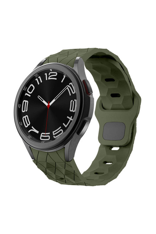 Galaxy Watch 6 40Mm Zore Krd-116 20Mm Futbol Desenli Spor Tasarımlı Silikon Kordon-Koyu Yeşil