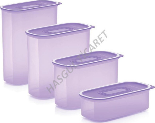 SU OVAL SET 4'LÜ MOR KURU GIDA SAKLAMA KABI HSGL