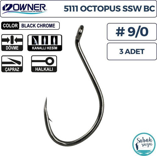 5111 Octopus SSW Delikli İğne Siyah #9/0 (3 Adet)