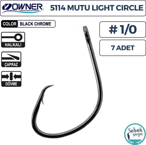 5114 Mutu Light Circle Delikli İğne #1/0 (7 Adet) Siyah Krom