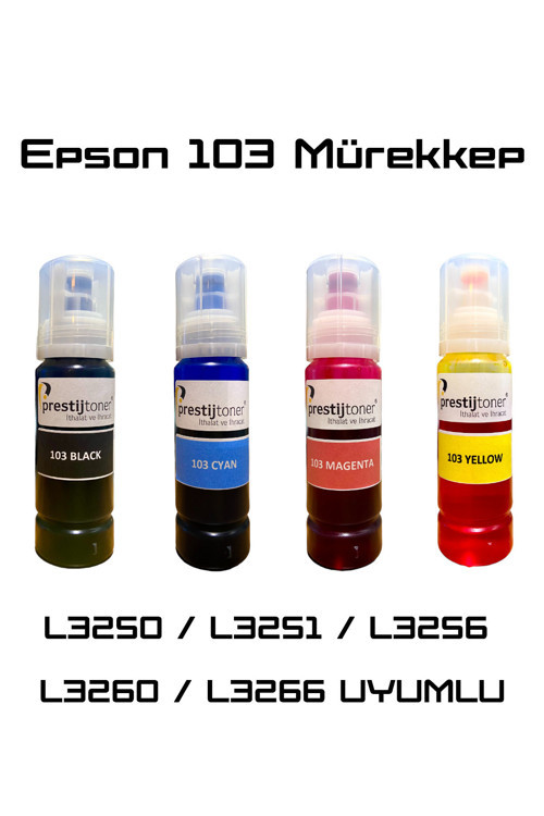 103 Uyumlu 4 Renk Yüksek Kaliteli Mürekkep Seti - L3250 / L3251 / L3256 / L3260 / L3266 Uyumlu