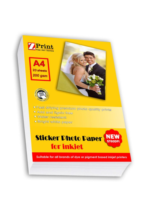 Epson L1210 Yapışkanlı Sticker Fotoğraf Kağıdı 200 Gr A4 20 Yaprak