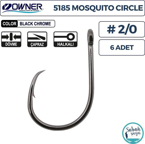 5185 Mosquito Circle Delikli İğne #2/0 (6 Adet) Siyah