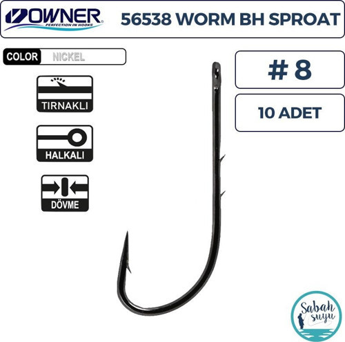 56538 Worm BH Sproat Black Chrome Tekli İğne #8 (10 Adet)