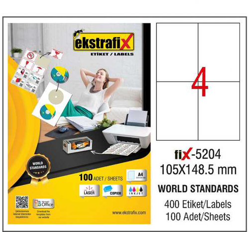 Ekstrafix Lazer Etiket 105X148.5Mm Fix-5204