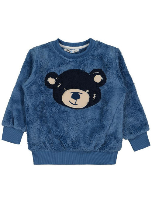 4164 Civil Boys Ayı Nakışlı 2-5 Yaş Sweatshirt - Mavi3-4 Yaş