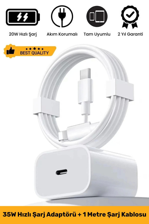 Macbook İphone Tüm Serilere Uyumlu 35w 15 16 17 Plus Pro Type C Kablolu Hızlı Şarj Seti Adaptör