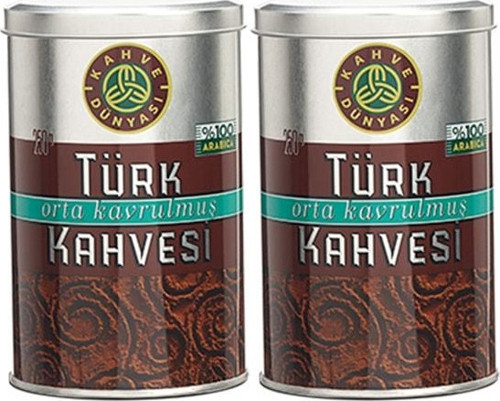 Orta Kavrulmuş Teneke Kutu Türk Kahvesi 250 gr 2'li