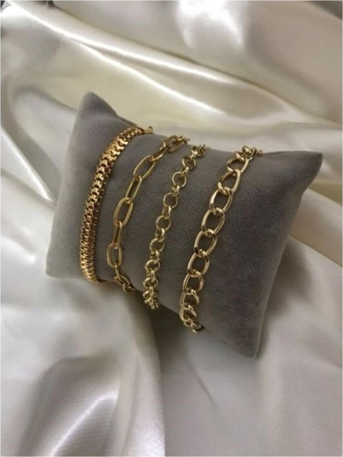 Kadın Gold Renk Kararmaz Çelik Kombin Bileklik
