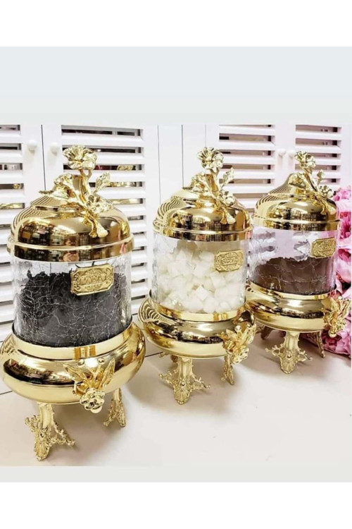 Gold Pirinç Japongül Lüx Kavanoz 3’Lü Set
