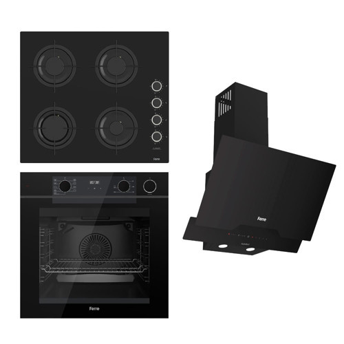 STEAMART-FRYART-SILENTART-FLAMEART Serisi Siyah Set (CS205-FA + QEP64CS +D063-SA ) - Emaye Izgara / Kademeli Muslu