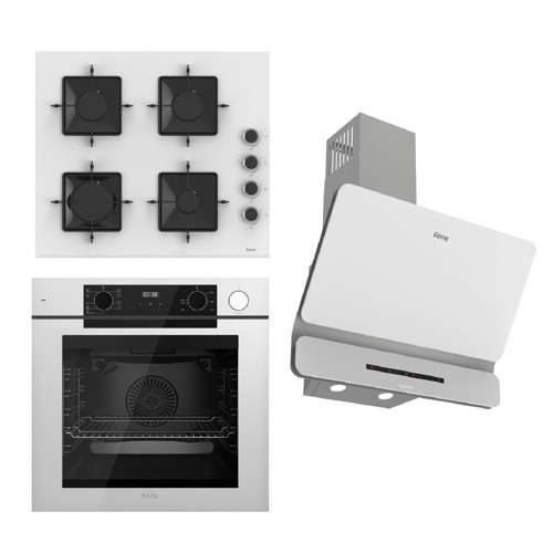 STEAMART-FRYART-SILENTART Serisi Beyaz Set (SS206 + QEP64CB +D081-SA ) - Emaye Izgara
